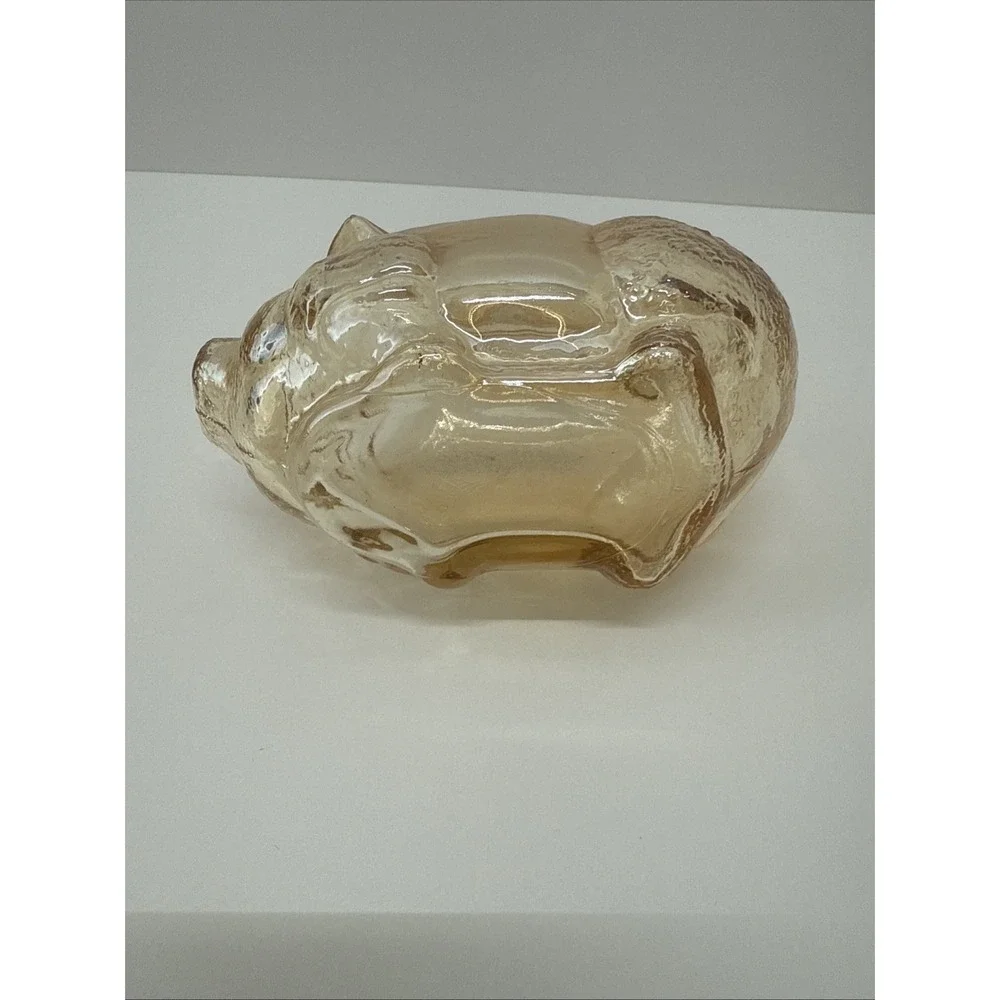 Vintage Anchor Hocking Amber Glass Piggy Bank 4x2x3